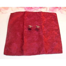 Burgandy Paisley Print Pocket Square and Matching Cuff Links In same fabric